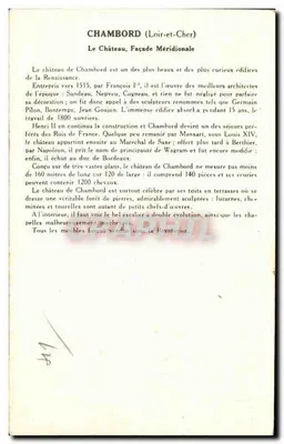 Chambord (Loir-et-Cher) — Zamek, Façada Południowa — Zbiór Soution Pautaubeerge, 1. seria — Rewers