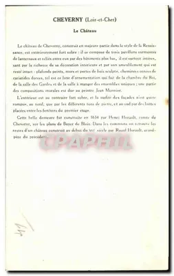 Zamek Cheverny — Loir-et-Cher — Kolekcja Solution Pautaube — 1. seria — Rewers