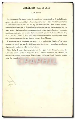 Cheverny — Het Kasteel — Collectie van de Oplossing Pasteauerge — Achterkant