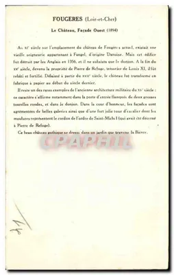 Fouigères (Loir-et-Cher) — Il Castello (Facciata Ovest) — Collezione della Soluzione Pautauberge — Verso