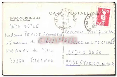 Romorantin (Loiret) — Margens da Sauldre — Editor Cim — Verso