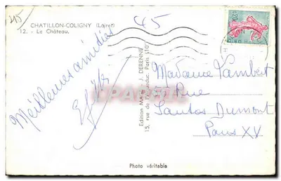 Châtillon-Coligny — Zamek — Wydawnictwo J. Derenne, Paryż — Rewers
