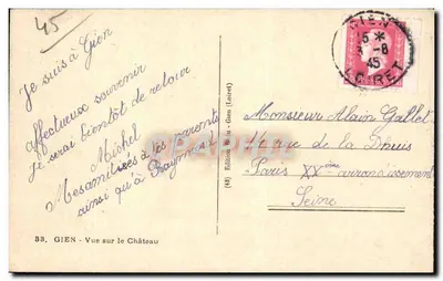 Gien — Widok na Zamek — Wydanie Gien (Loiret) nr 38 — Rewers