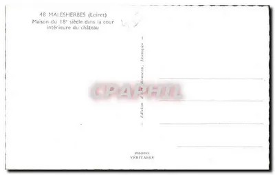 Malesherbes (Loiret) — Dom z XVIII wieku w wewnętrznym dziedzińcu zamku — Wydawnictwo Étampes, Étampes — Rewers