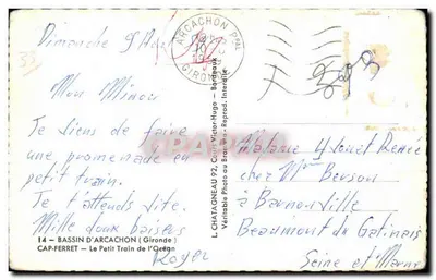 Cap-Ferret — Trem turístico pequeno — Editor Elcée — Verso