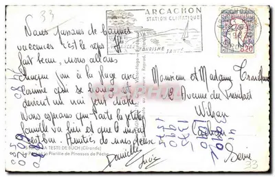 Bilhete postal semimoderno La Teste de Buch O porto e a flotilha de pinasses de pesca — Verso