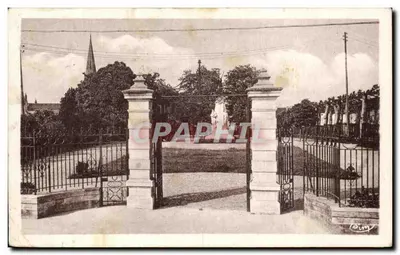 Bilhete postal antigo Langon O jardim público