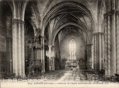 Langon (Gironde) — Interior da Igreja de São Gervásio (a Grande Nave)
