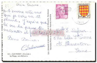 Cap-Ferret — Plaża, w kierunku Bélisaire — Wyd. RENAUD & BUZAUD, Bordeaux — Rewers