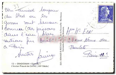 O Velho Priorado de Cayac — Gradignan, Gironde — editor Dany — Verso