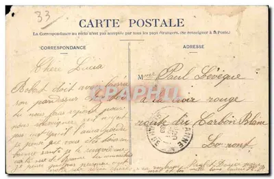 Bilhete postal antigo Branne — Verso