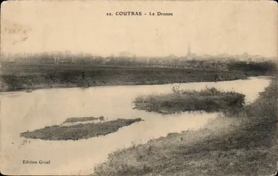 COUTRAS - A Dronne — vista do rio com ilhas — Edição Gruel, n°22