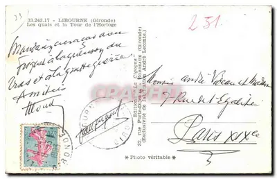 Libourne (Gironde) — Os cais e a Torre da Hora — Edições La Citoyenne — Verso
