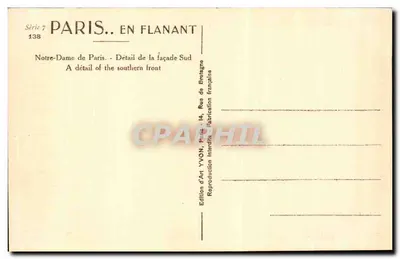 Notre-Dame w Paryżu — Szczegół fasady południowej — Wydawnictwo Art YVON — Rewers