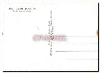 Bilhete postal semimoderno Cinema Ator Atriz Dean Martin — Verso