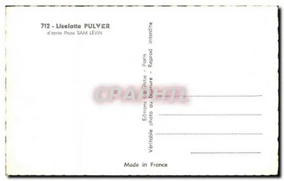 Liselotte Pulver — portret uśmiechniętej — Éditions du Globe, n° 712 — Rewers