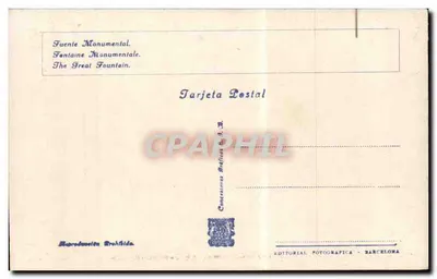 Międzynarodowa Wystawa w Barcelonie 1929 — Fontanna monumentalna — Editorial Fotográfica Barcelona, nr 108 — Rewers