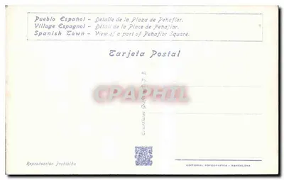 Pueblo Español — Szczegółowy widok Placu Pehaflor — Editorial Fotográfica - B-36 — Rewers