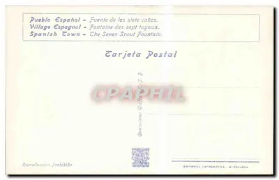 Pueblo Español — Fontaine des sept tuyaux — Wydawca: Editorial Fotográfica, Barcelone, nr B-51 — Rewers