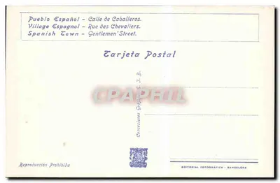 Pueblo Español — Calle de Caballeros — Międzynarodowa Wystawa w Barcelonie 1929 — Editorial Fotográfica, B-18 — Rewers