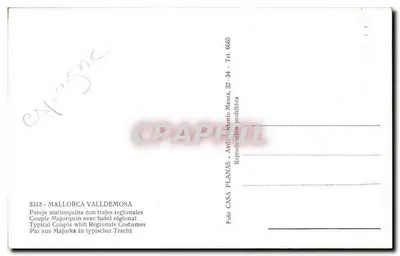 Pара mallorquijska w strojach regionalnych — Foto Antonio Maura — n° 3313 — Rewers