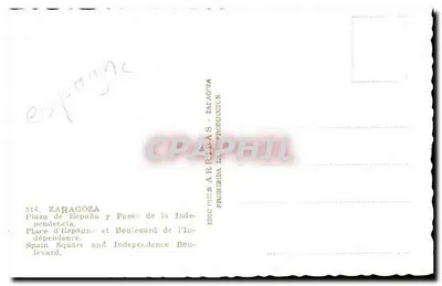 Praça da Espanha e Boulevard da Independência - Zaragoza — Edições ARREBAS — Verso