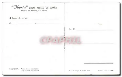 Segóvia — Aqueduto Romano — "Iberia" Líneas Aéreas de España — Verso