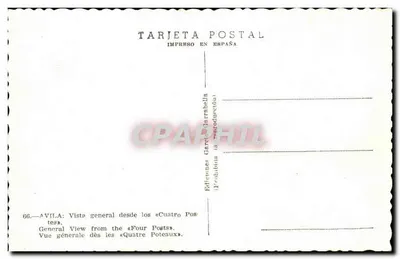 Avila — Ogólny widok z « Quatre Posts » — Wydawnictwo Garell Carraballa — Rewers