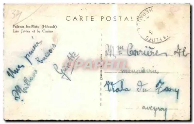 Palavas-les-Flots (Hérault) — Les Jetées et le Casino — Combiér Impr. RACON — Rewers