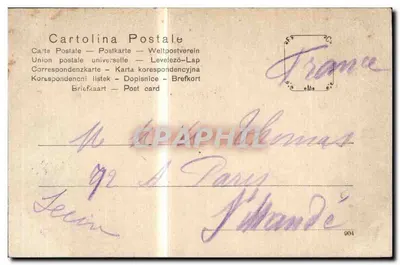 Sanremo - Promenada — widok promenady z palmami i Hotelem Paris Restaurant — wydawca Milan — Rewers