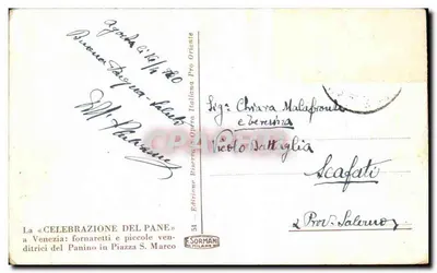 Kobiety sprzedające chleb we Włoszech — Piazza San Marco — Wydawnictwo Sormani n°51 — Rewers