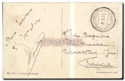 Widok Ventimiglie — palma i tarasy — Wyd. L. Lanfredi, nr 103 — Rewers