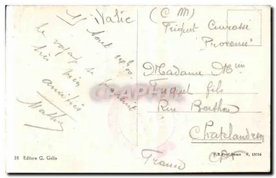 Ventimiglia — Część starego miasta — wydawca G. Gallo, n° 16 — Rewers