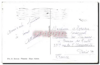 Venecia - Rio dell'Abbazia — n.º 512, editor Fot. G. Brocca — Reverso