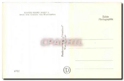 Cesarz Franz Joseph I — po obrazie Winterhaltera — wydawca Postkartenverlag 'Donauland', nr 6702 — Rewers