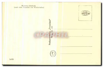 Cesarzowa Elżbieta — po obrazie Winterhaltera — wydawnictwo Postkarterverlag Donauland, nr III/40 — Rewers