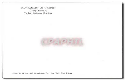 Pani Hamilton jako 'Nature' — George Romney — wydrukowane przez Arthur Jaffé Heliochrome Co., Nowy Jork, USA — Rewers