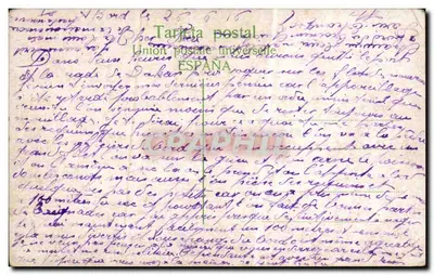 San Roque. Las Palmas. — Widok ulicy z palmą i wozami — wydawca nieznany — Rewers