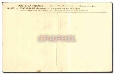Fontarrabie (Spanje) — Uitzicht op de Calle Mayor vanaf de kerk — Uitgave Jové, Pau (B.P.) — Achterkant