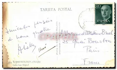 Kartel Torremolinos — wąska ulica z handlarzem na mulie — wydawca FOTO D. CORTES, Malaga — Rewers