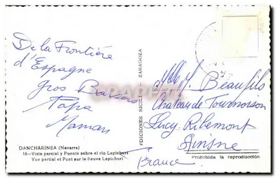 Dancharinea (Navarre) — Vista parziale e ponte sul fiume Lapichuri — Edizioni Sicilia Zaragoza — Verso