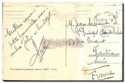 Madryt — Puerta del Sol — widok placu z tramwajem i zegarem — wydawca nieznany — Rewers
