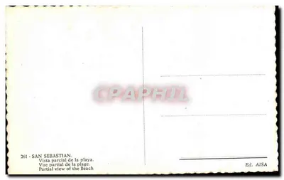 San Sebastián — Vista parcial de la playa — Ed. AISA n°261 — Reverso