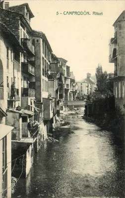 Camprodón - Ritort — widok rzeki przepływającej przez wioskę — wydawca Fototipia Tióras, Barcelone, nr 3648