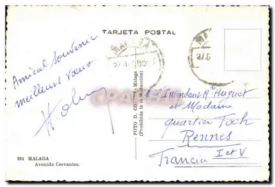 Avenida Cervantes — Málaga — editor FOTO D. CORRES, n° 302 — Verso