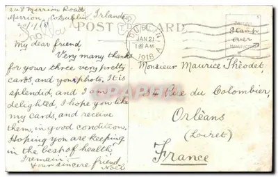 Kingstown, Co. Dublin — kade en stoomboot — uitgever IV, n° 30716 — Achterkant