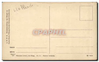 Bergen op Zoom — Groote Markt — A.N.W.B. Weenen & Snel, den Haag, No. 61 — Verso