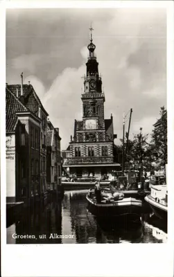 Alkmaar — a torre da igreja ao lado do canal — J.G. Agimaad, Hilversum