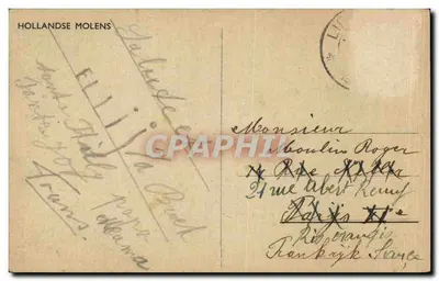 Moinho de vento holandês — vista pitoresca — editor não identificado — Verso