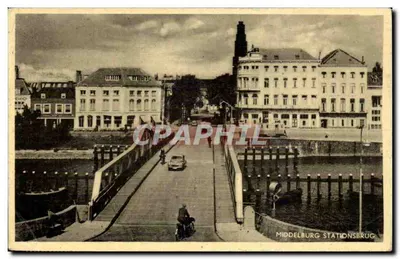 Middelburg Stationsbrug — vista da ponte sobre um canal — editor D.B.M.22